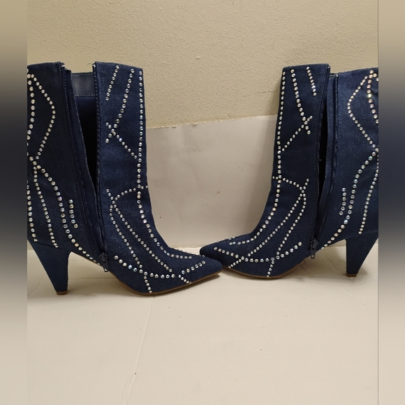 Rouge Helium Denim Ankle Booties Size 10 - Picture 2 of 15